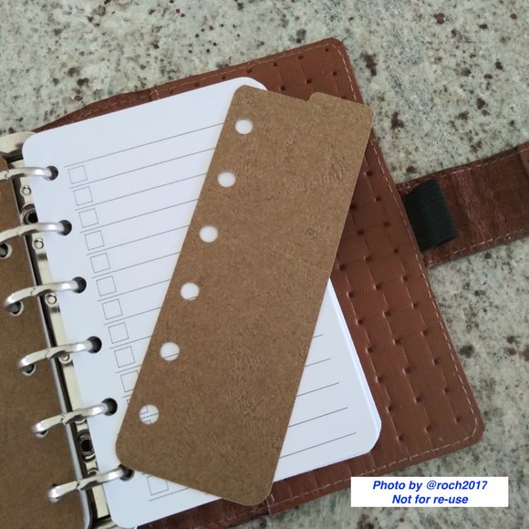 A7 Ring Binder Basket Weave Embossed Leather Planner - Picture 9 of 10
